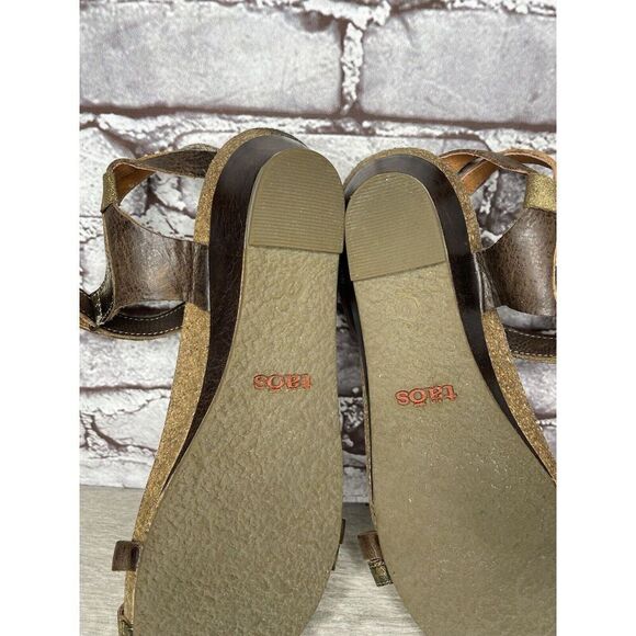 Taos Gold Brown Leather Ankle Strap Cork Wedge Sandals Women Sz 42EU/11M US - Picture 10 of 16